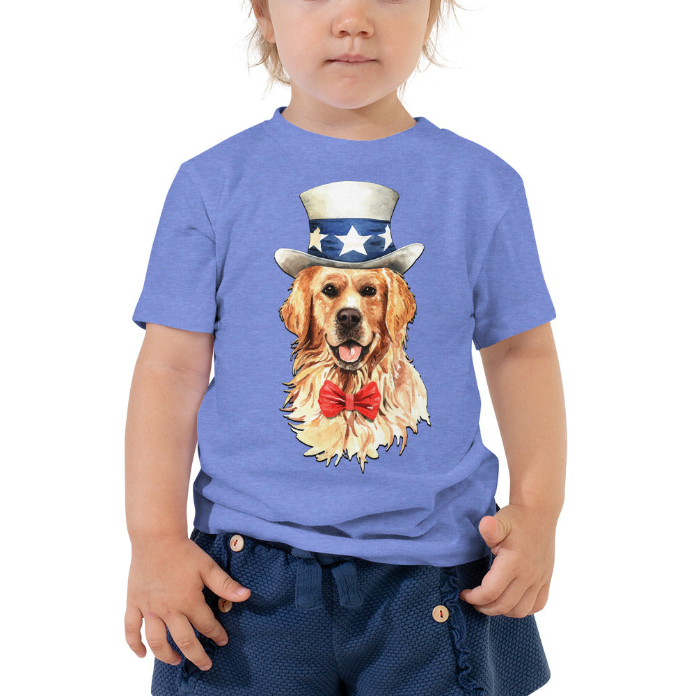 Cool Golden Retriever Dog with Hat T-shirt, No. 0580