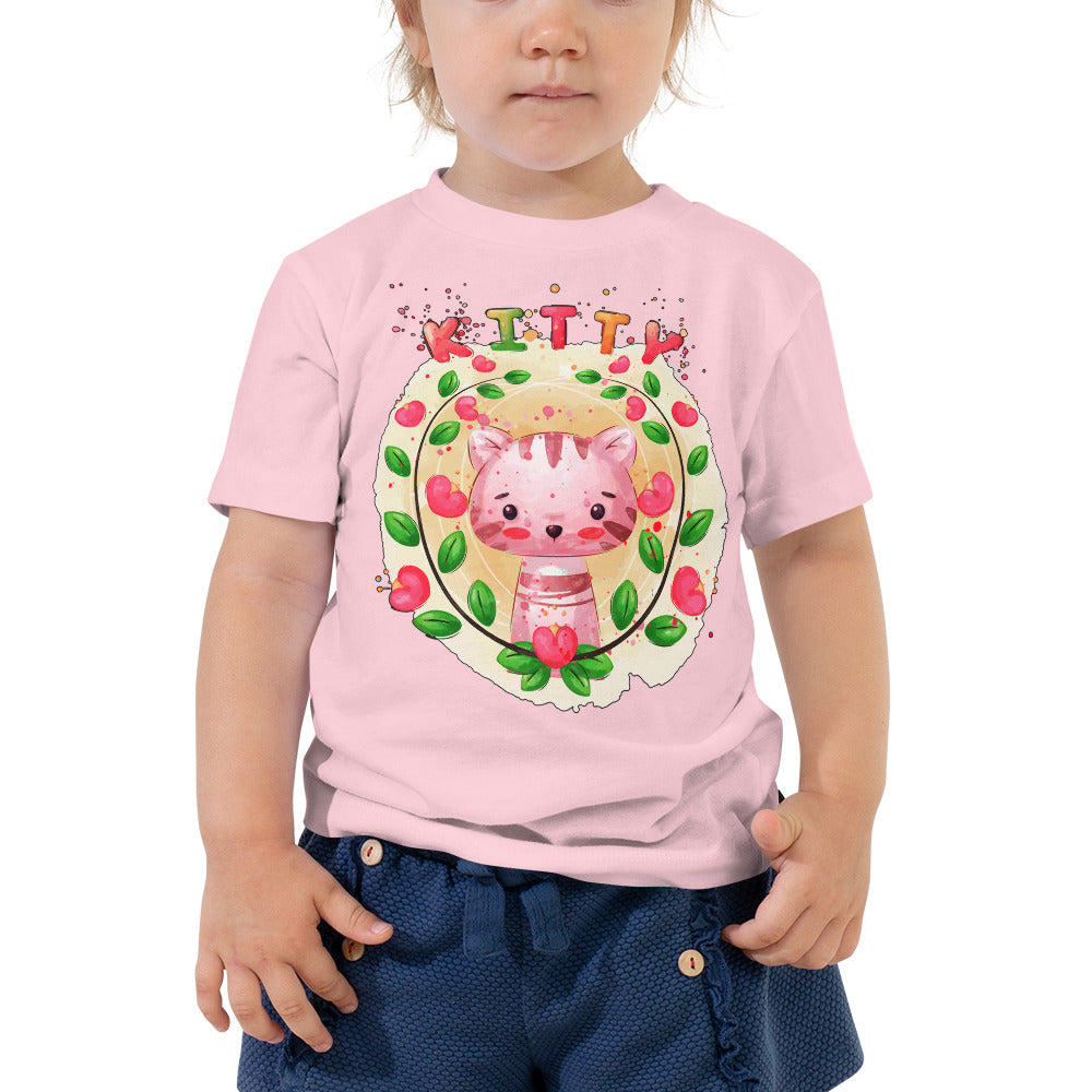 Cute Kitty Cat between Flowers, T-shirts, No. 0309