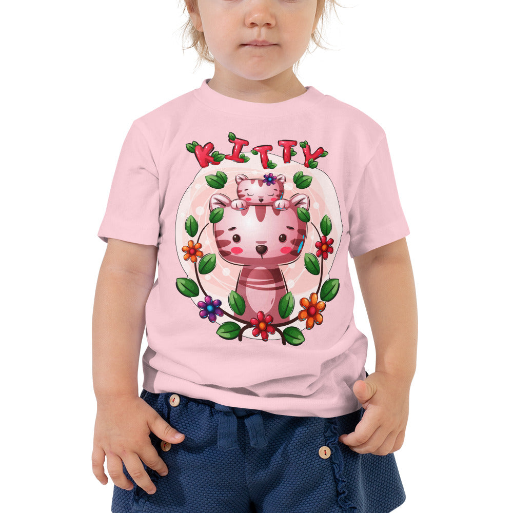 Cute Kitten Cats Between Flowers, T-shirts, No. 0306