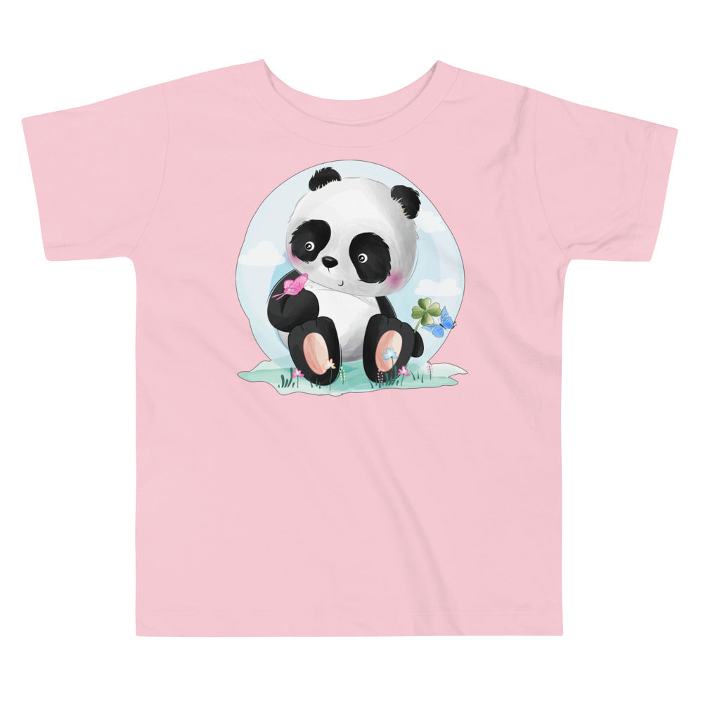 Cute Panda with Butterflies, T-shirts,, No. 0069