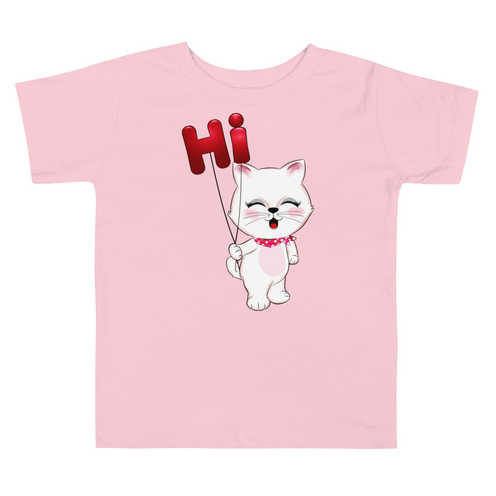 Cute Little Kitty Cat Saying Hi, T-shirts, No. 0360