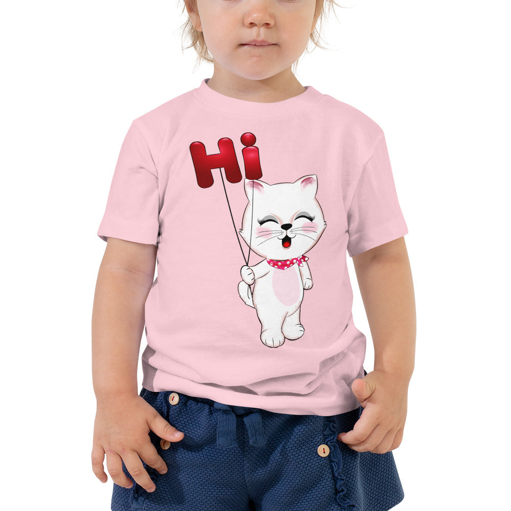 Cute Little Kitty Cat Saying Hi, T-shirts, No. 0360