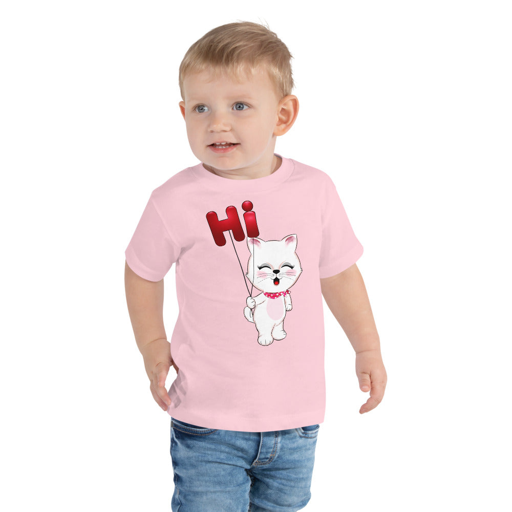 Cute Little Kitty Cat Saying Hi, T-shirts, No. 0360