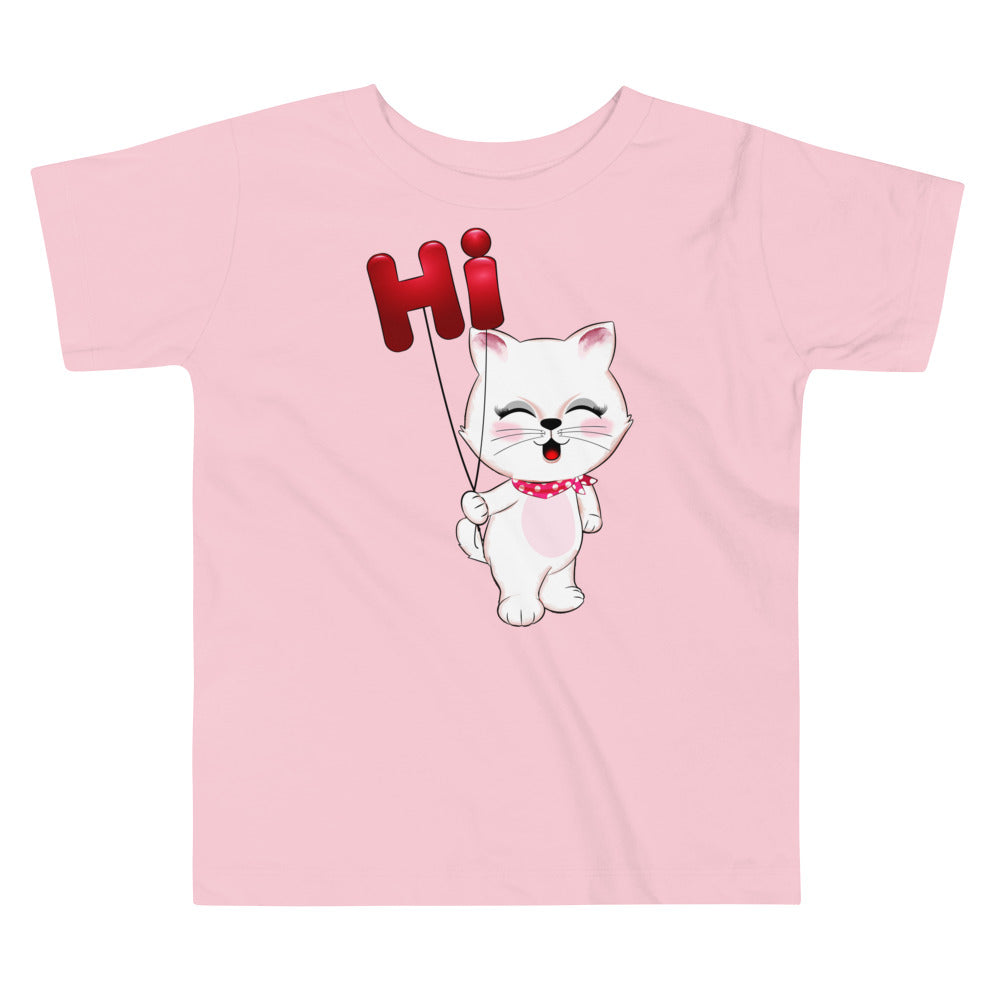 Cute Little Kitty Cat Saying Hi, T-shirts, No. 0360