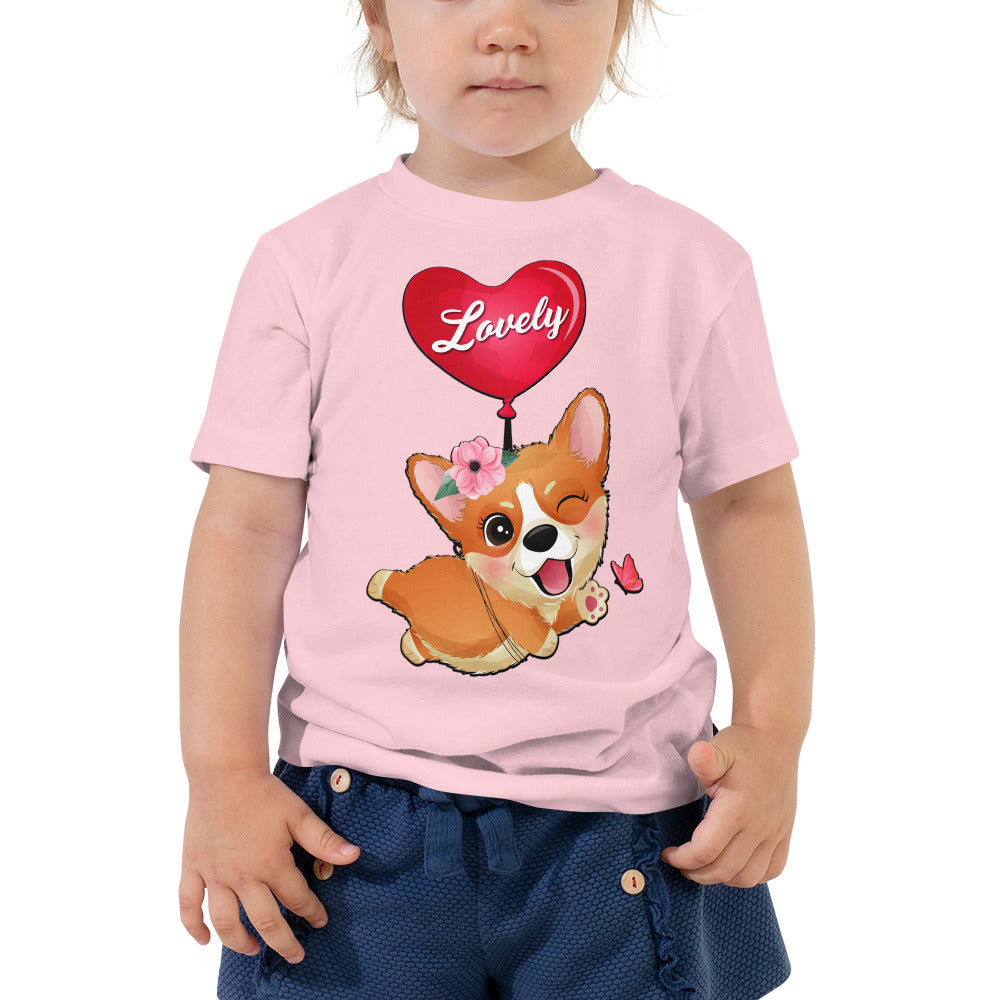 Corgi Dog Flying with Balloon T-shirt, No. 0054