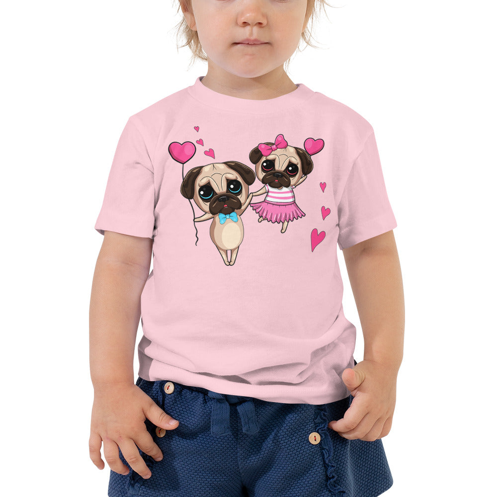 Couple Pug Dogs in Love T-shirt, No. 0262