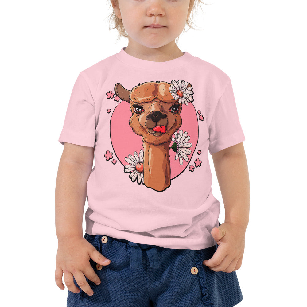 Cute Alpaca with Flowers T-shirt, No. 0059