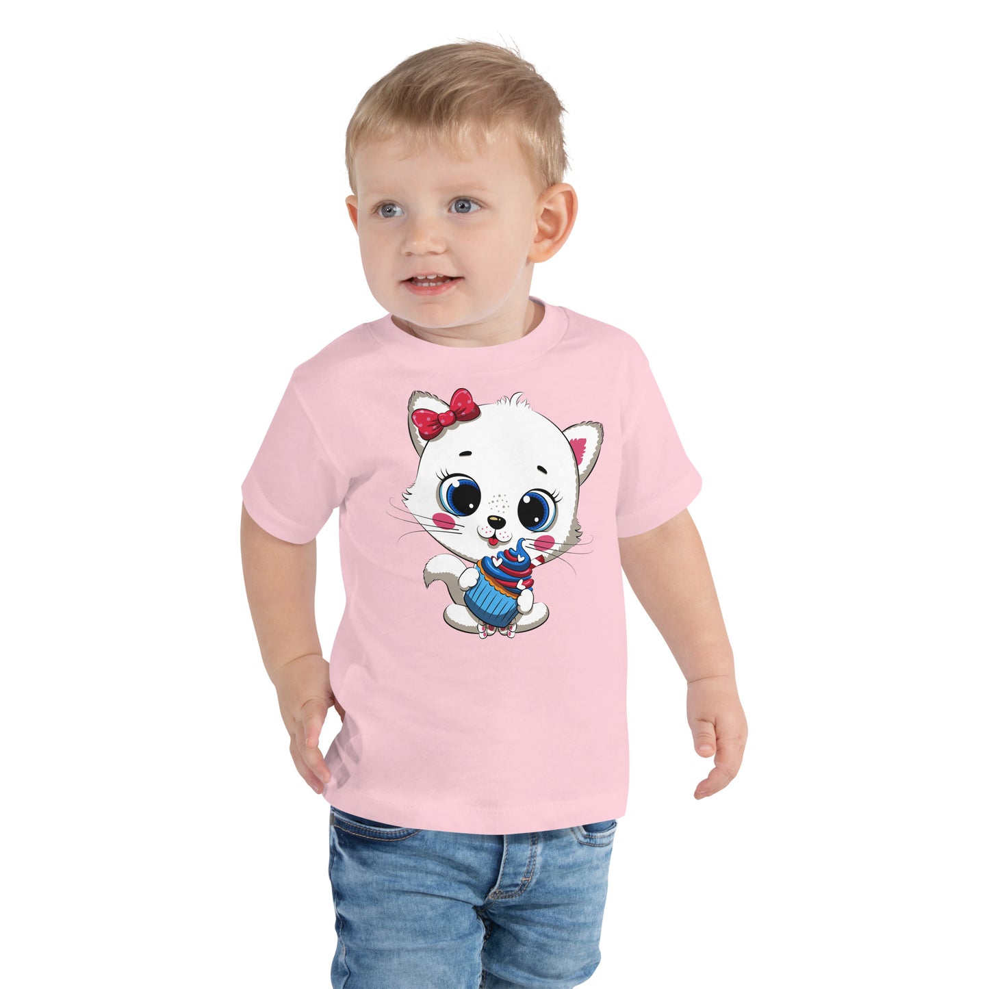 Cute Baby Cat Eating Cupcake T-shirt, No. 0267