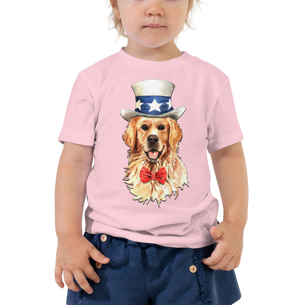 Cool Golden Retriever Dog with Hat T-shirt, No. 0580