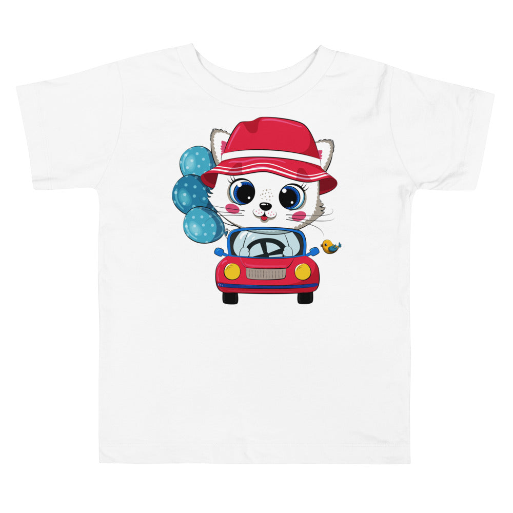 Cute Kitty Cat Driving Car, T-shirts, No. 0310