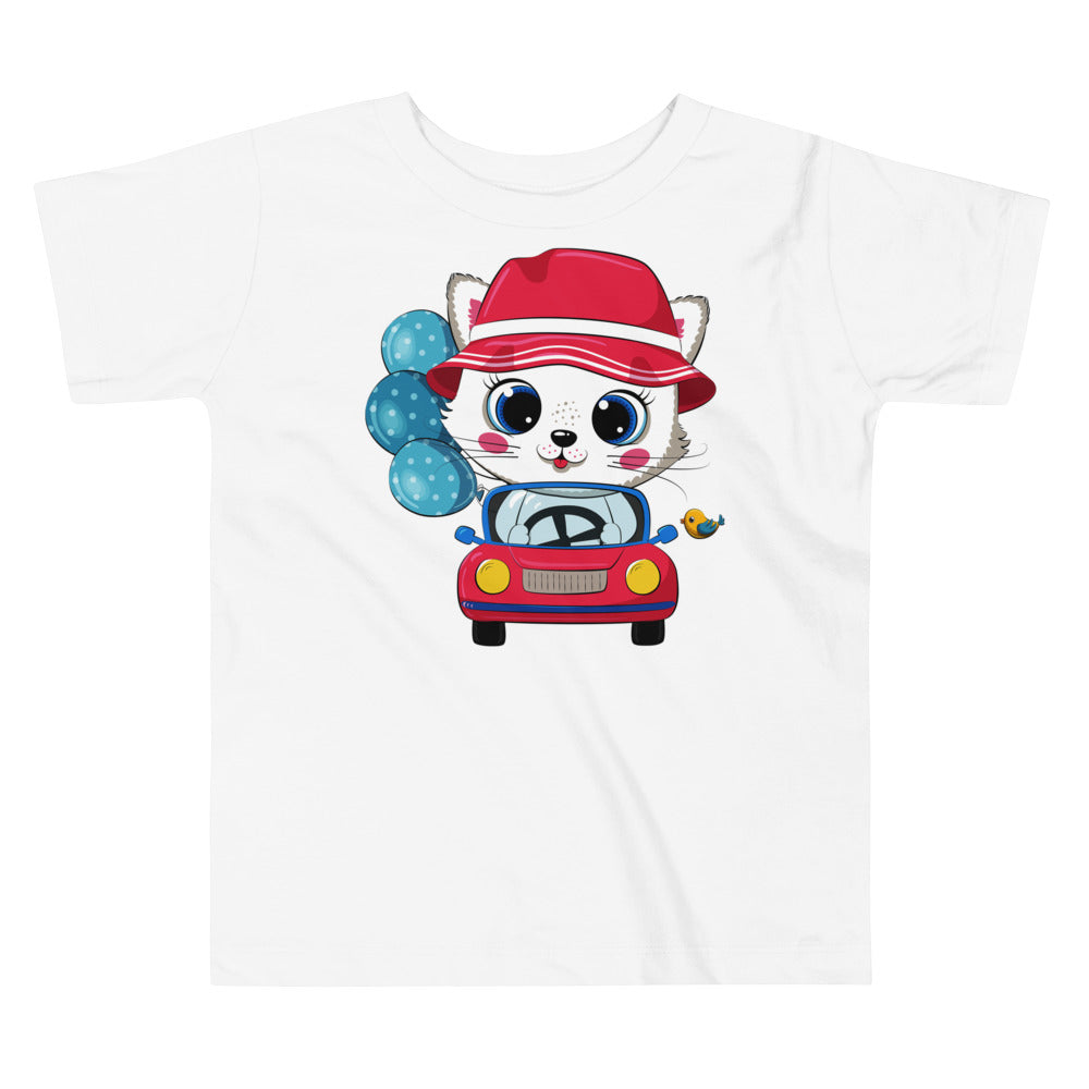 Cute Kitty Cat Driving Car, T-shirts, No. 0310