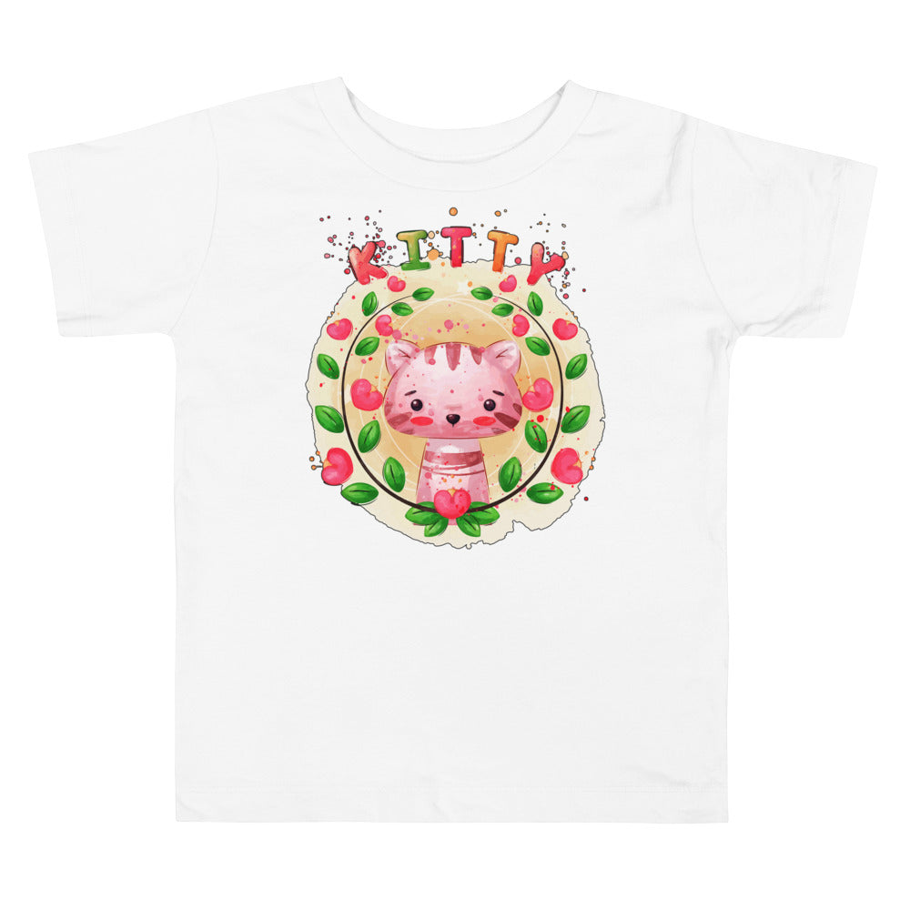 Cute Kitty Cat between Flowers, T-shirts, No. 0309