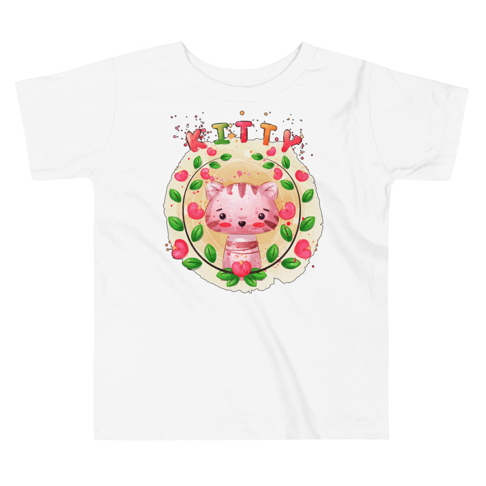 Cute Kitty Cat between Flowers, T-shirts, No. 0309