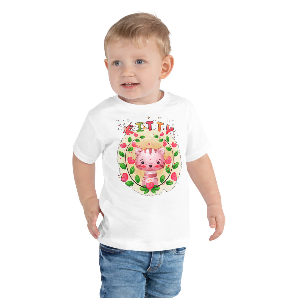 Cute Kitty Cat between Flowers, T-shirts, No. 0309