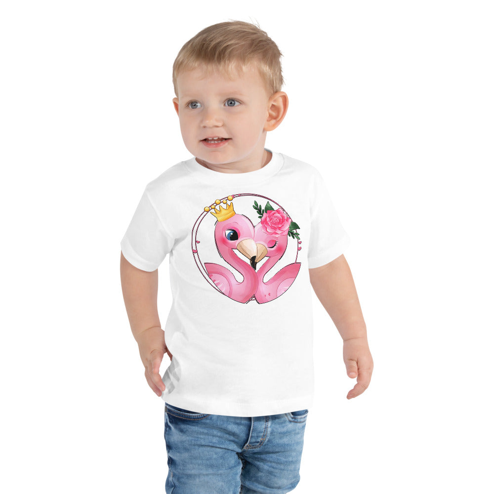Cute Flamingos with Roses, T-shirts, No. 0077
