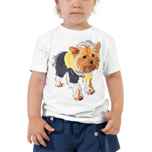 Cute dog wears yellow hair tie, T-shirts, No. 0556