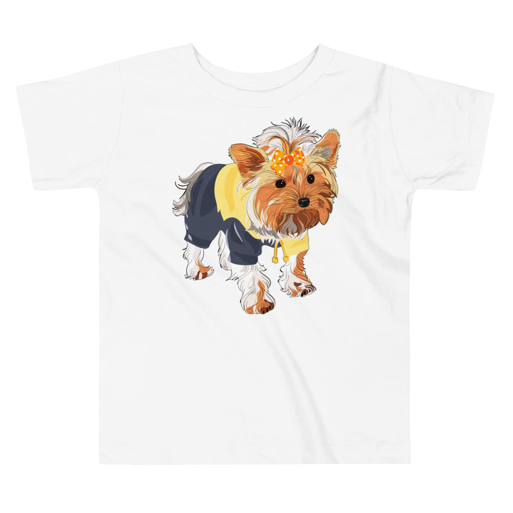 Cute dog wears yellow hair tie, T-shirts, No. 0556