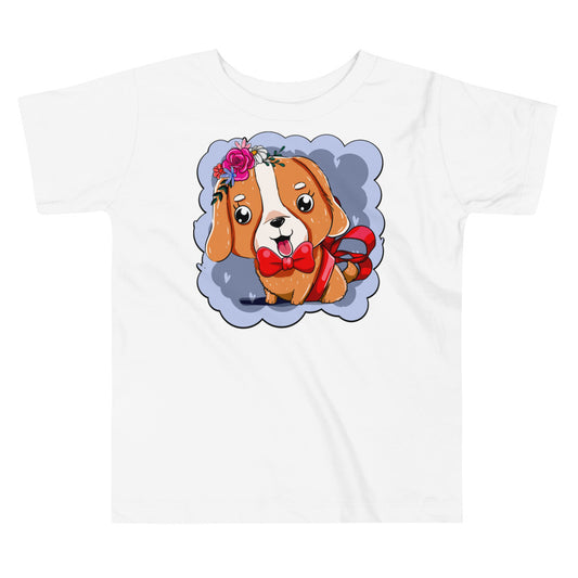 Cute Dog Puppy with Red Tie, T-shirts, No. 0300