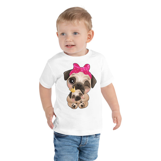 Cute Little Pug Dog Mother and Baby, T-shirts, No. 0363