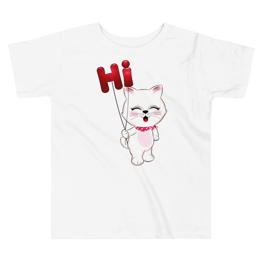 Cute Little Kitty Cat Saying Hi, T-shirts, No. 0360