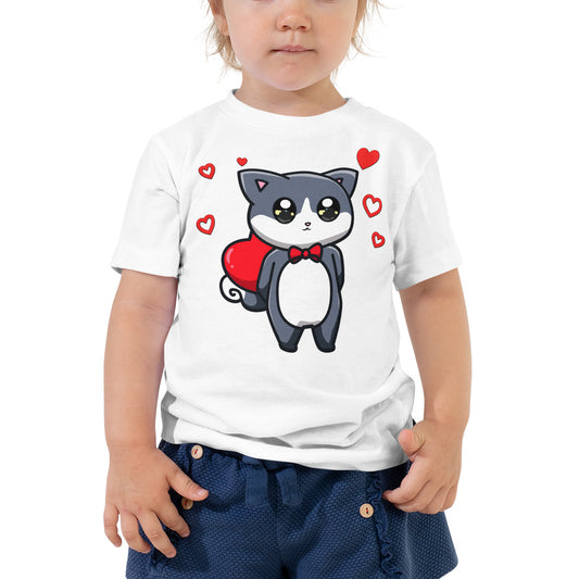 Cute Little Cat with Red Hearts, T-shirts, No. 0215