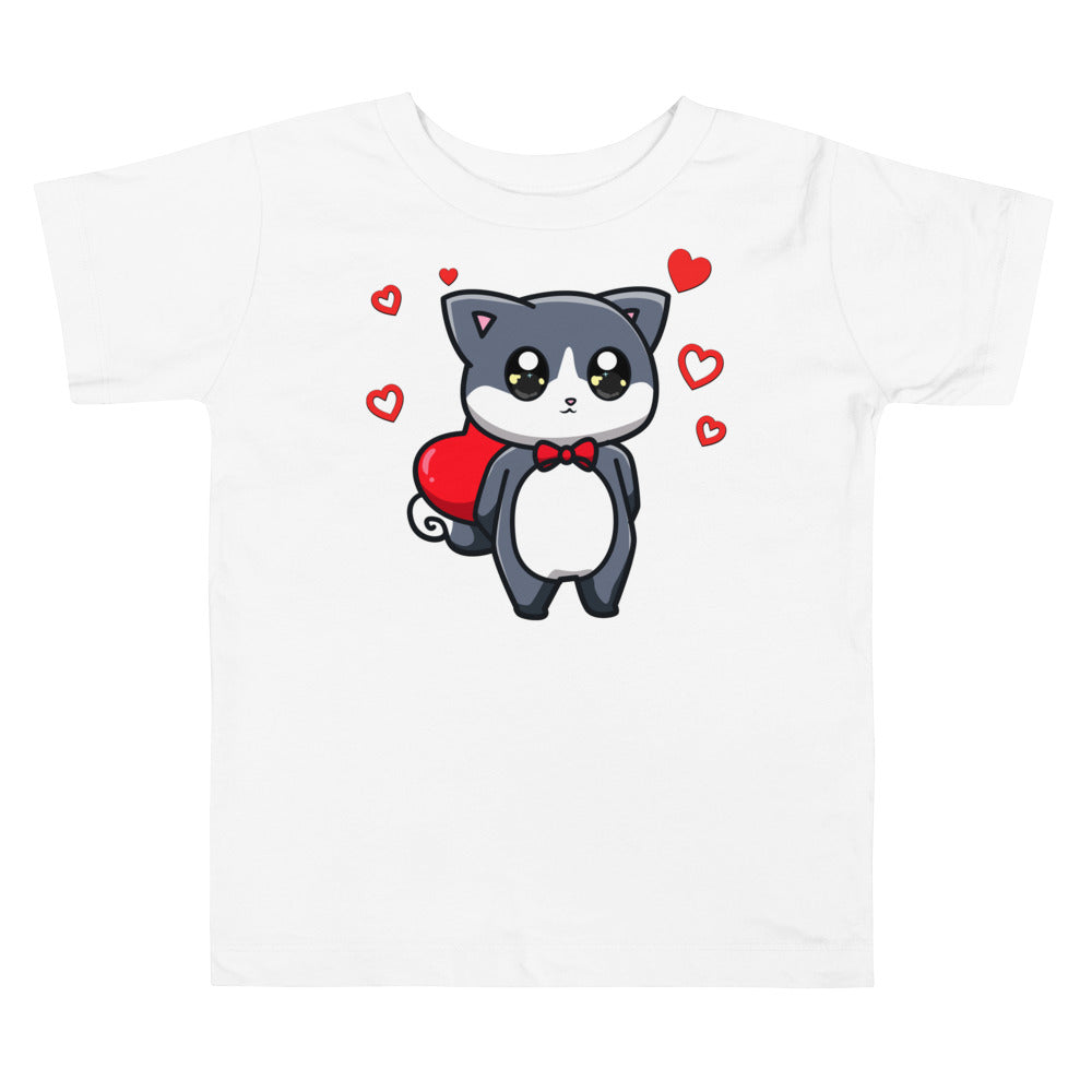 Cute Little Cat with Red Hearts, T-shirts, No. 0215