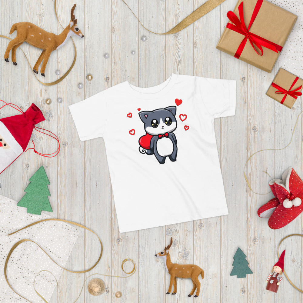 Cute Little Cat with Red Hearts, T-shirts, No. 0215