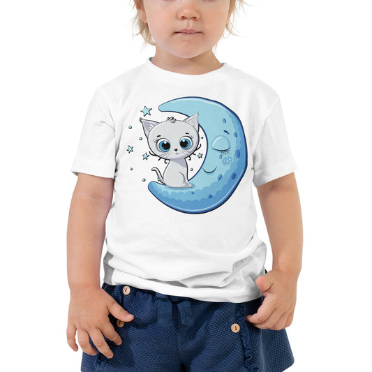 Funny Baby Cat Sitting on Moon, T-shirts, No. 0245