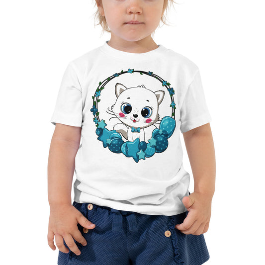 Cute Kitty Cat with Balloon Wreath T-shirt, No. 0326