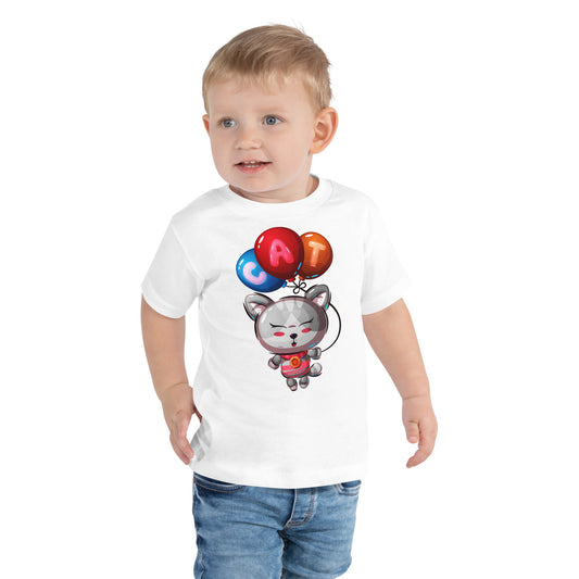 Cute Kitty Cat with Balloon T-shirt, No. 0327