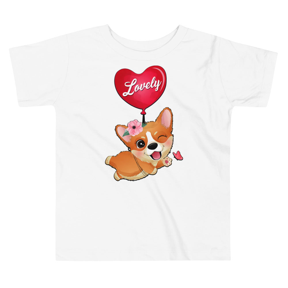 Corgi Dog Flying with Balloon T-shirt, No. 0054