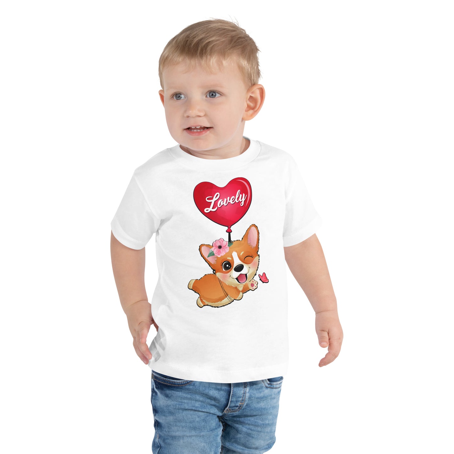 Corgi Dog Flying with Balloon T-shirt, No. 0054