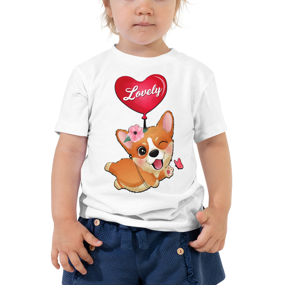 Corgi Dog Flying with Balloon T-shirt, No. 0054