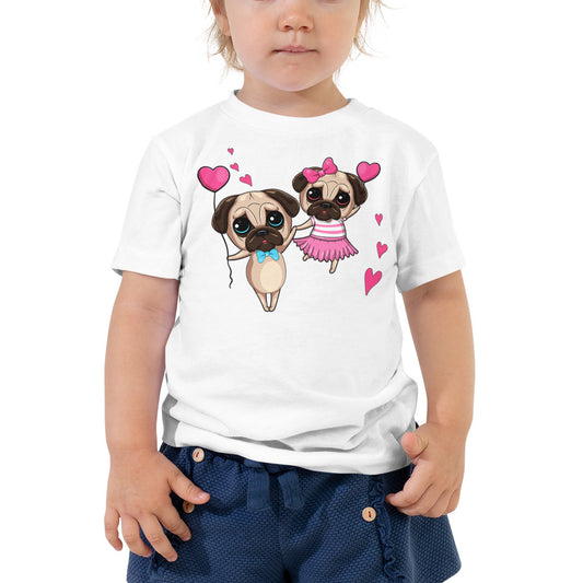 Couple Pug Dogs in Love T-shirt, No. 0262