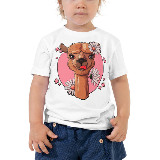 Cute Alpaca with Flowers T-shirt, No. 0059