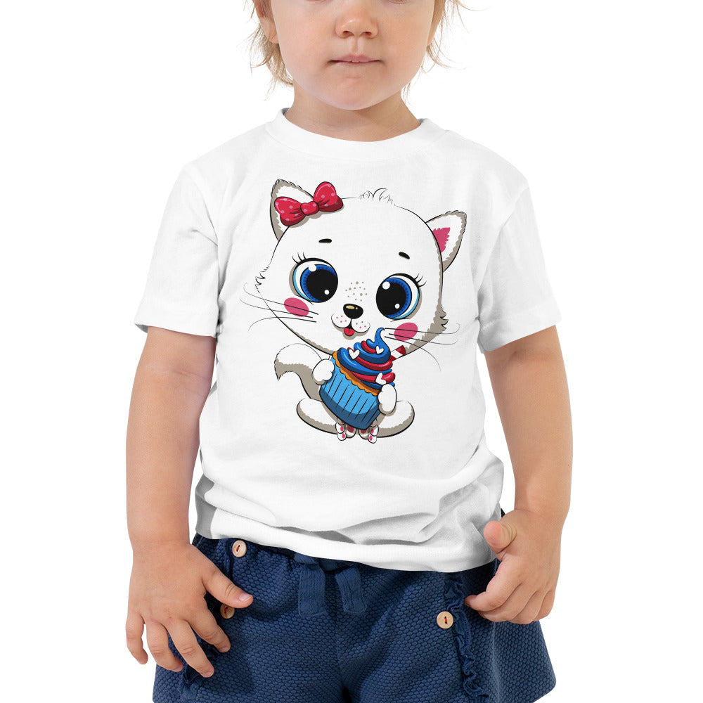 Cute Baby Cat Eating Cupcake T-shirt, No. 0267