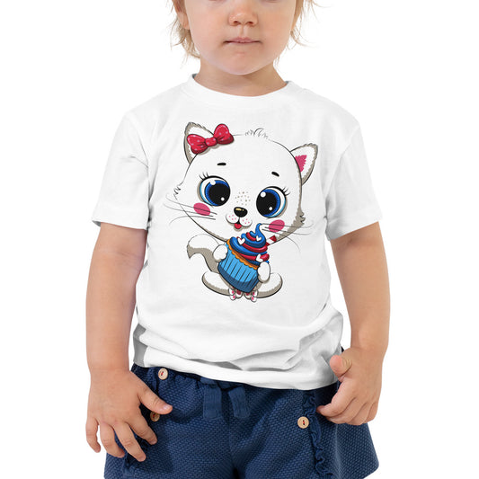 Cute Baby Cat Eating Cupcake T-shirt, No. 0267