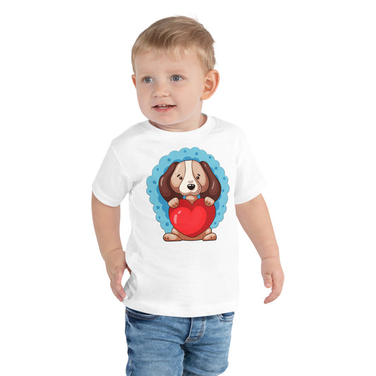 Dog Puppy with Childish Heart T-shirt, No. 0392