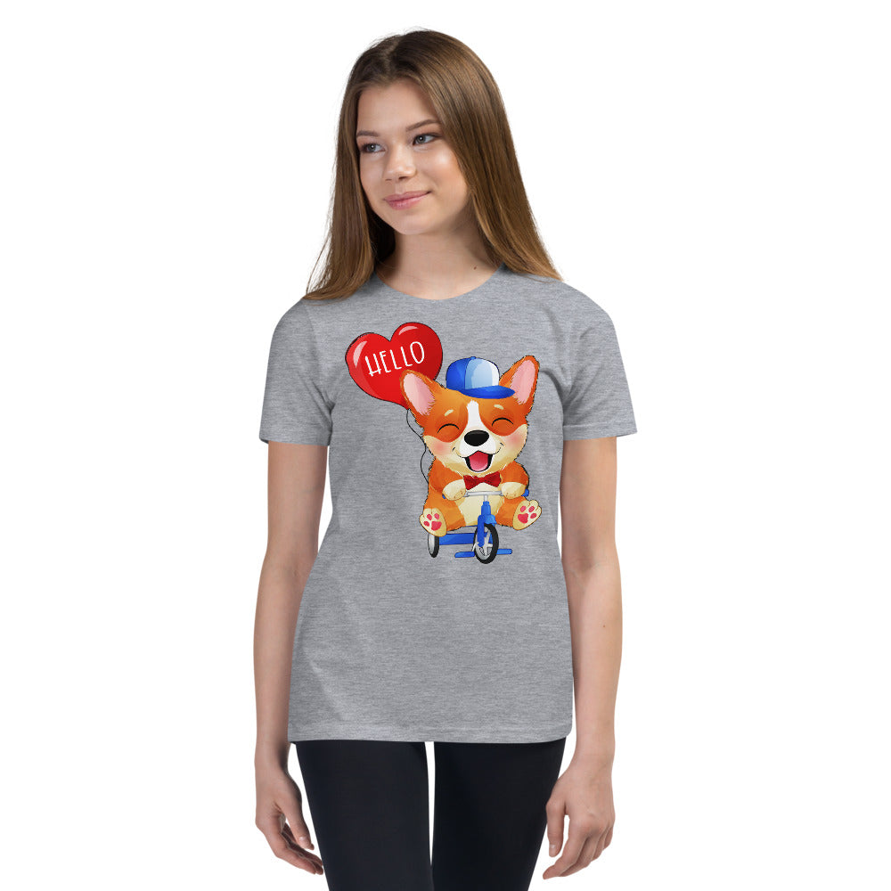 Happy Corgi Dog Riding Bicycle, T-shirts, No. 0057