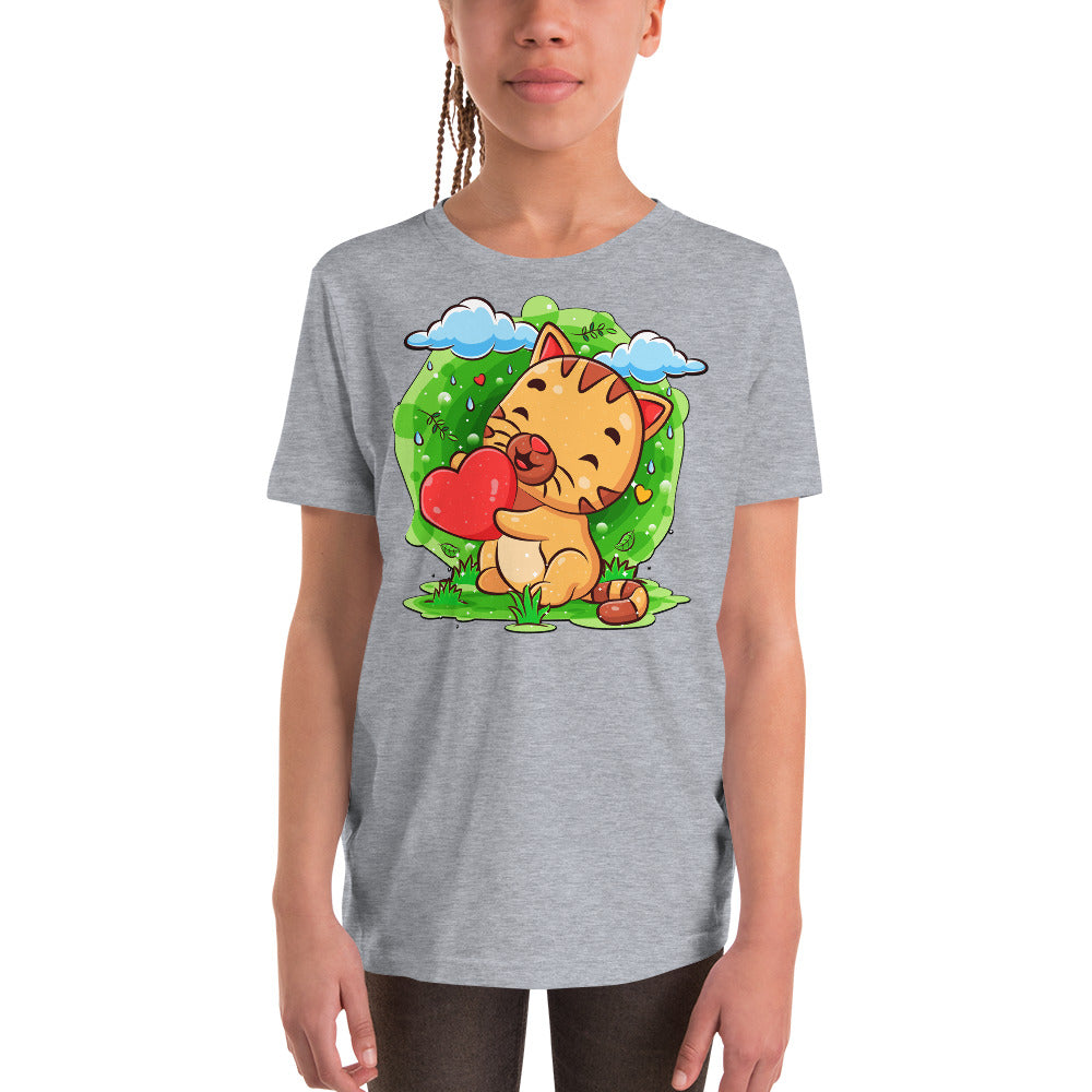 Happy Baby Cat Holding Heart, T-shirts, No. 0528