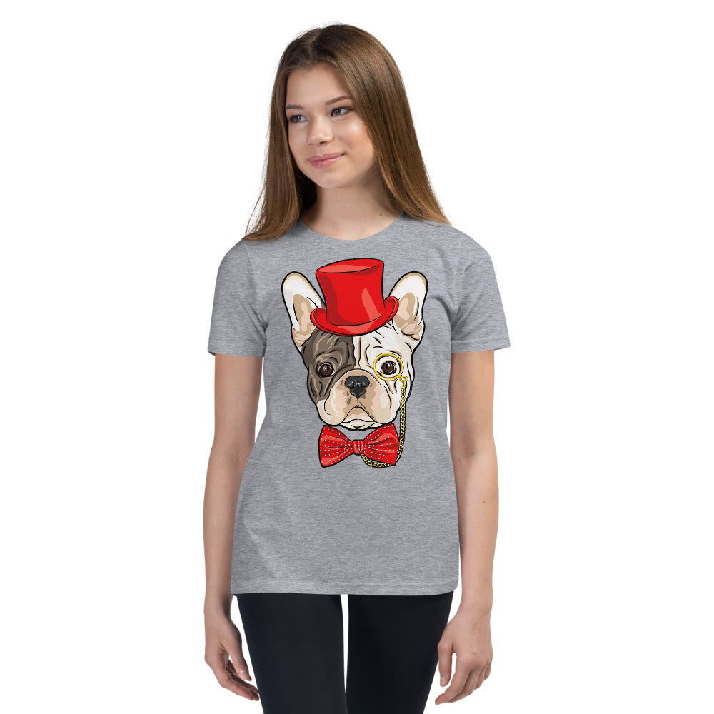 Gentleman French Bulldog Wears Red Hat, T-shirts, No. 0523