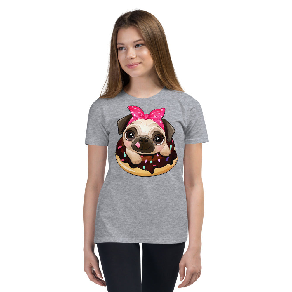 Funny Pug Dog Inside Donut, T-shirts, No. 0437