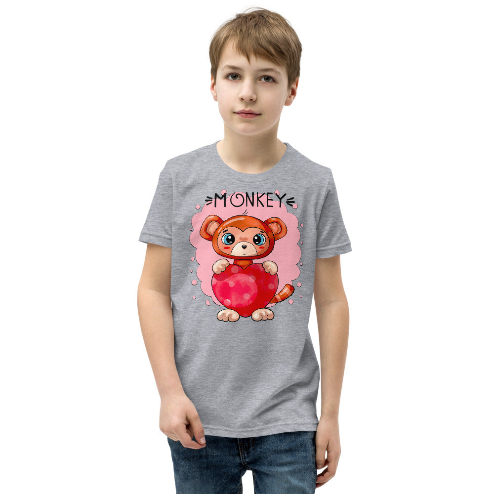 Funny Monkey with Heart, T-shirts, No. 0433