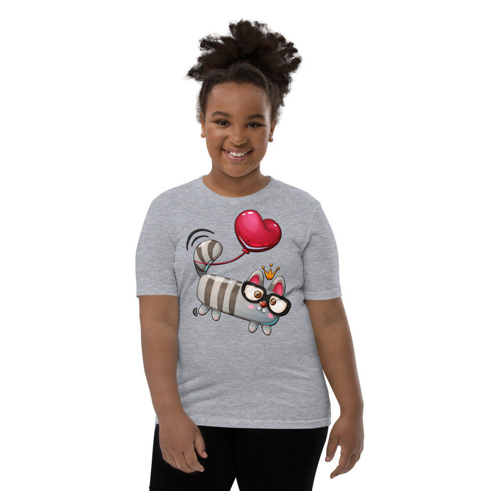 Funny Kitty Cat with Red Heart, T-shirts, No. 0426