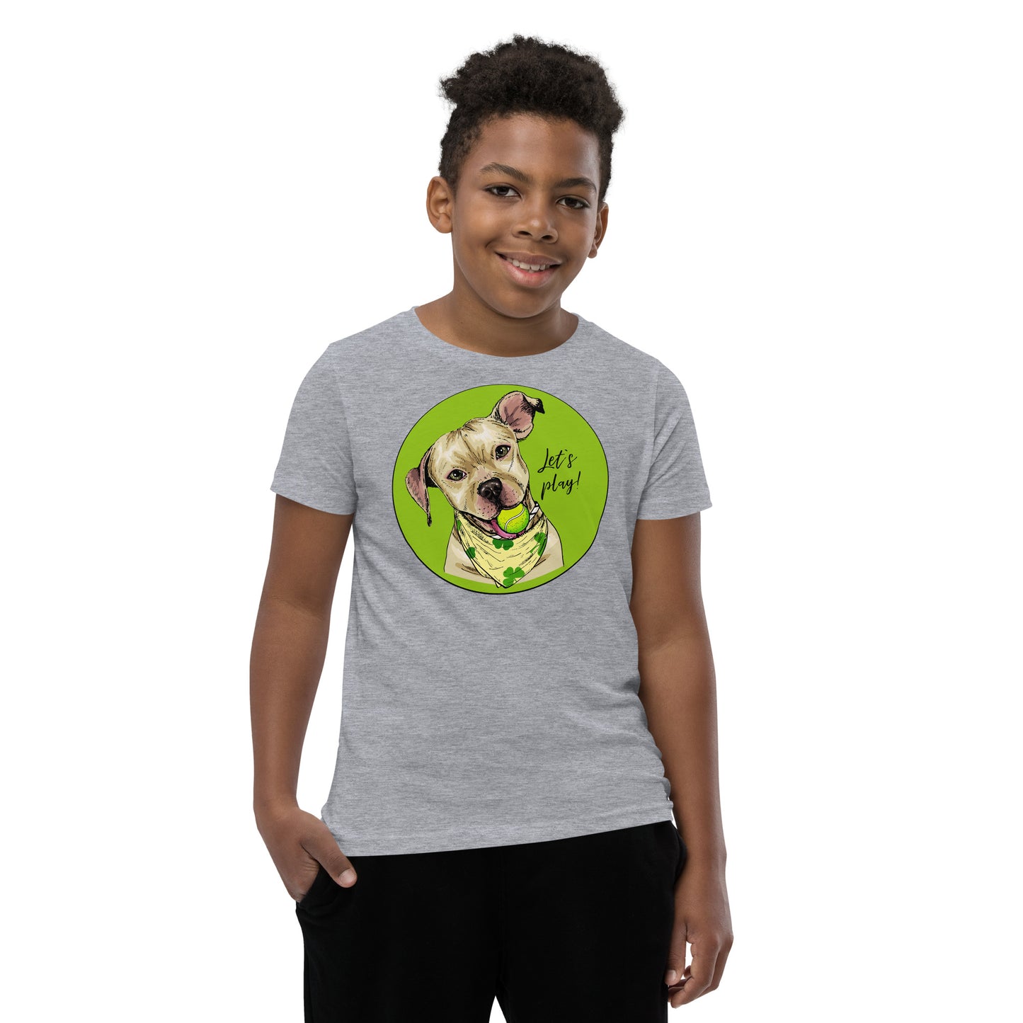 Funny American Pit Bull Terrier Dog with Tennis Ball T-shirt, No. 0558