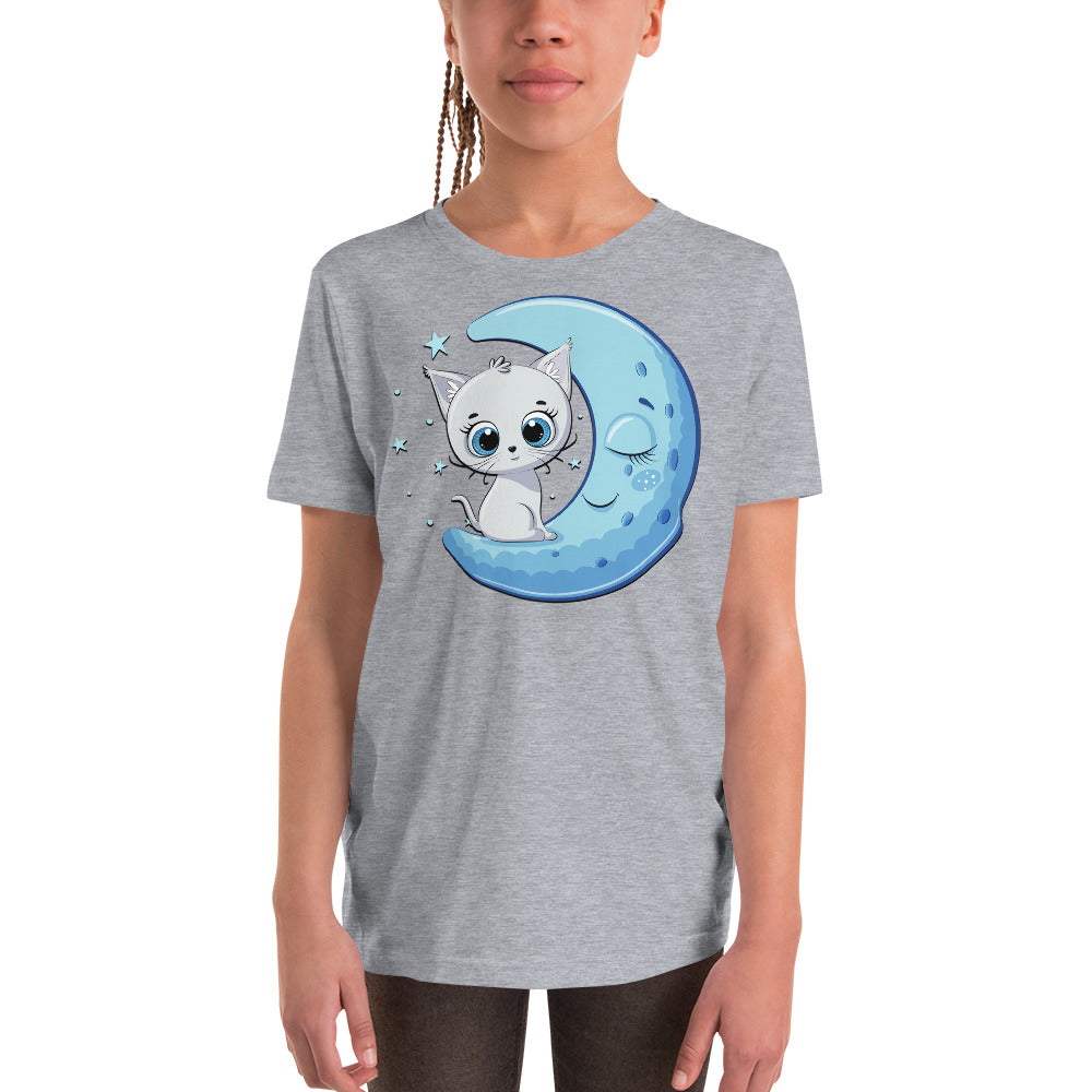 Funny Baby Cat Sitting on Moon T-shirt, No. 0245