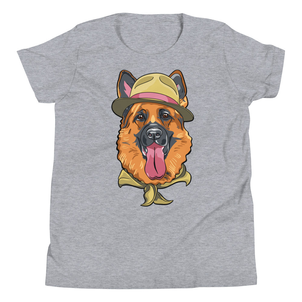 Cute German Shepherd Dog with Hat T-shirt, No. 0202