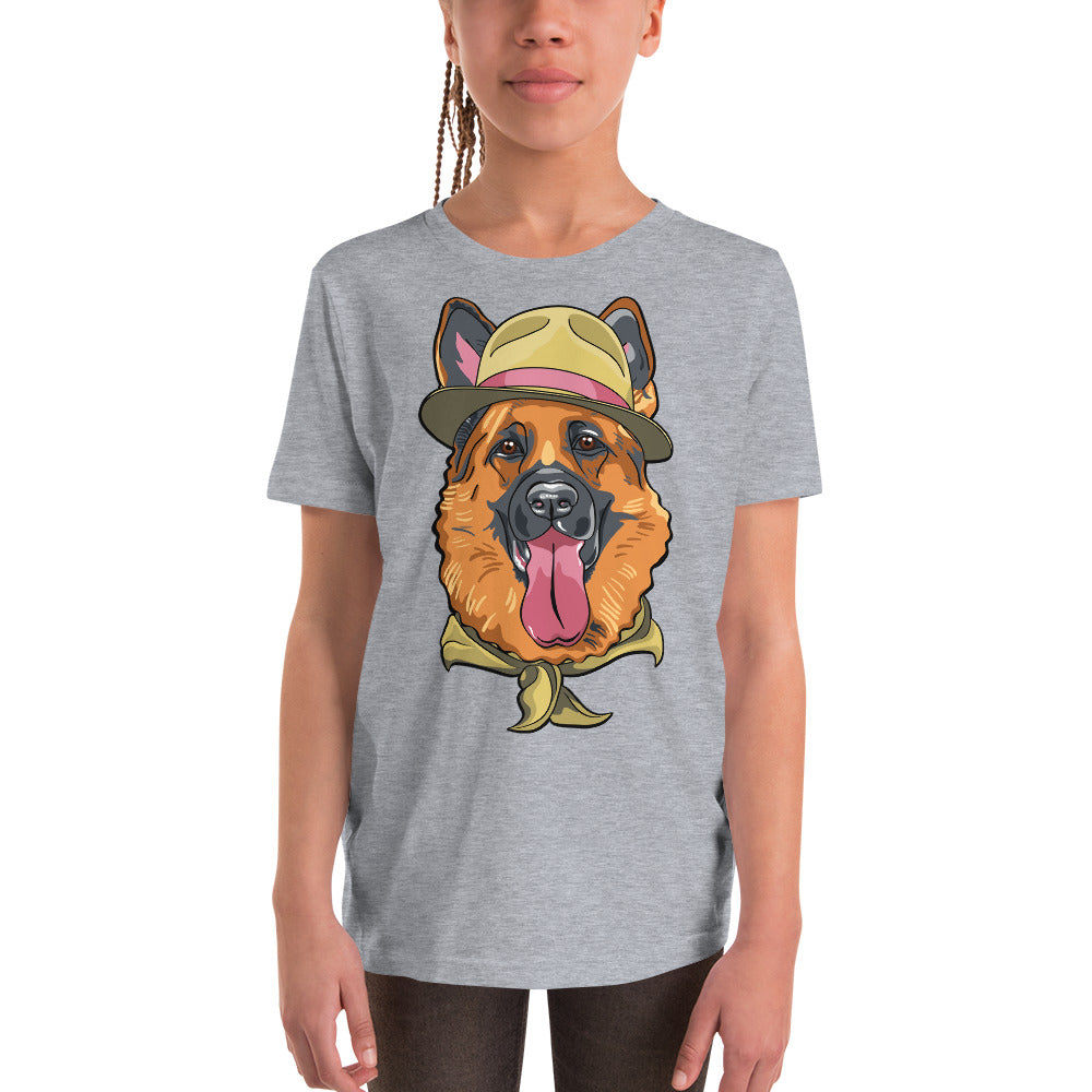 Cute German Shepherd Dog with Hat T-shirt, No. 0202