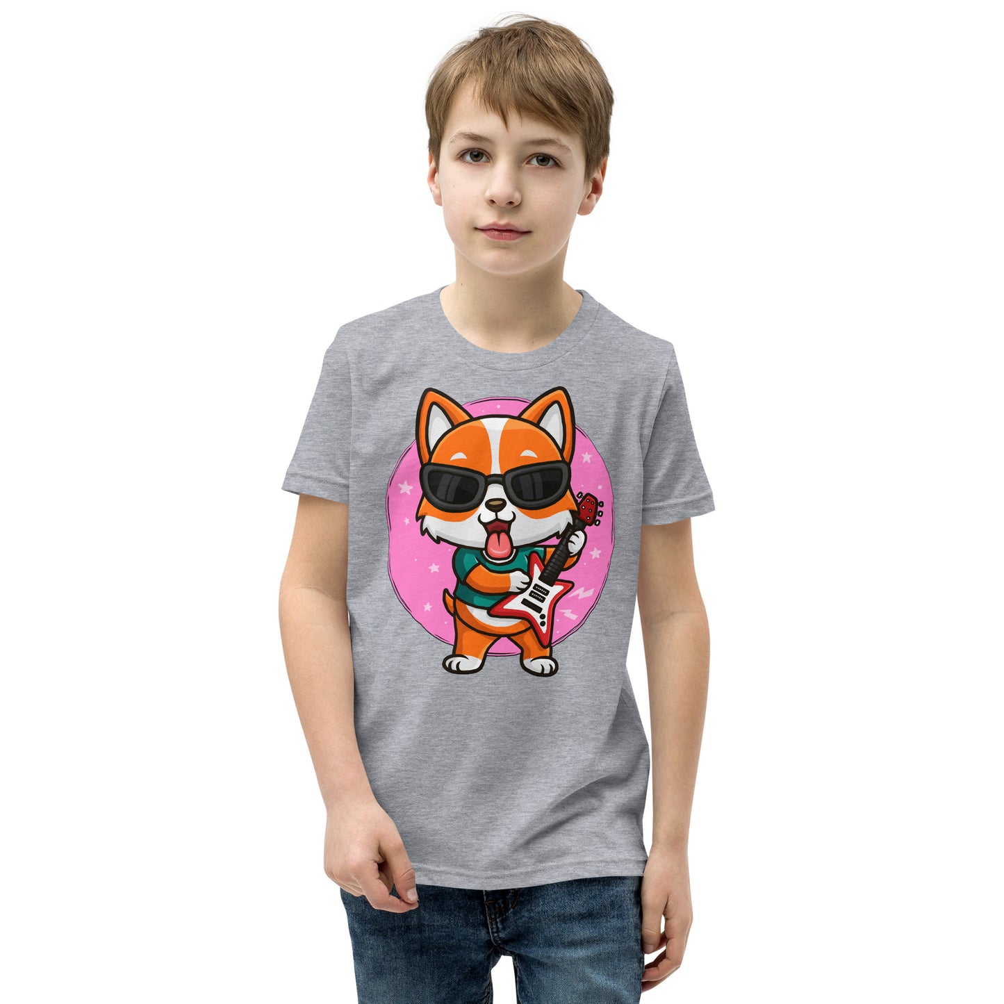 Cute Corgi Dog Playing Guitar T-shirt, No. 0288