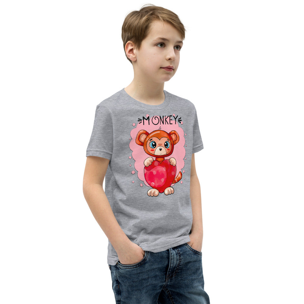 Funny Monkey with Heart, T-shirts, No. 0433